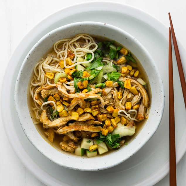 Chicken Noodle Soup with Spiced Corn