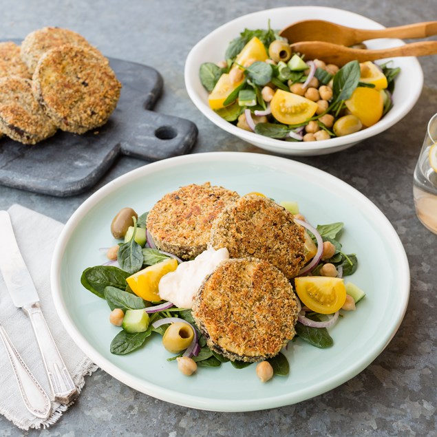 Panko Eggplant with Chickpea Salad and Double Garlic Aioli - My Food Bag