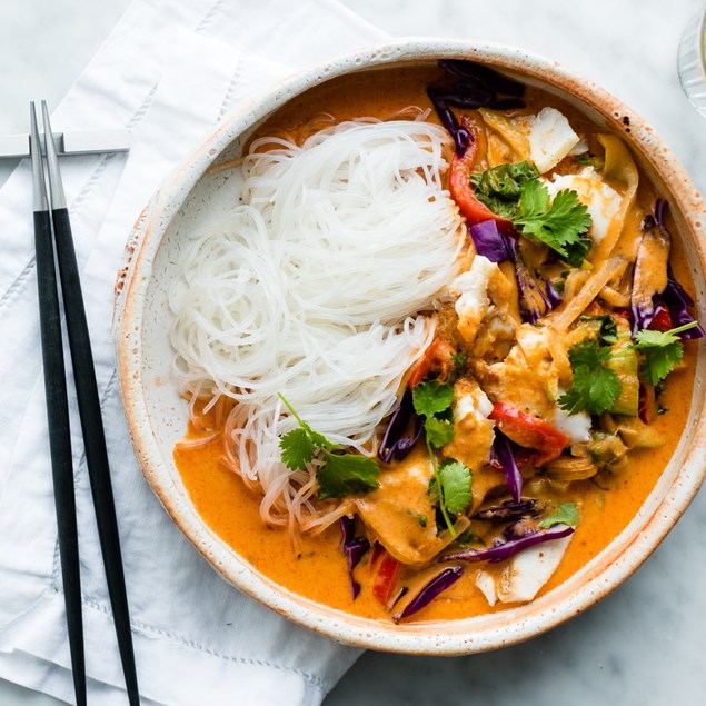 Panang Coconut Fish Curry with Vermicelli Noodles