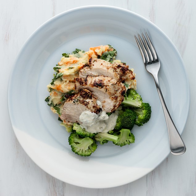 Thyme Chicken with Mash and Caper Crème 