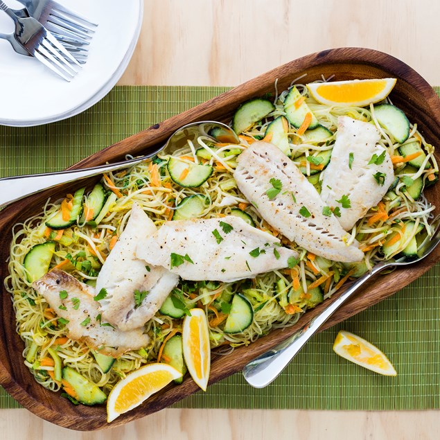 Pan-Fried Fish with Coconut Noodle Salad