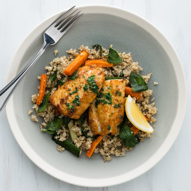 Herb Butter Fish with Roasted Veggie Quinoa - My Food Bag