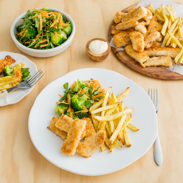 Fish Fingers with French Fries and Lime Aioli