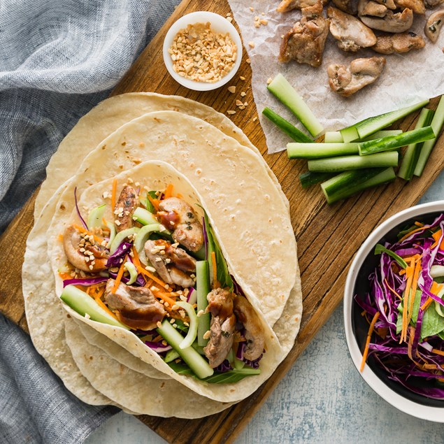 Asian Chicken Wraps with Hoisin and Sesame Slaw