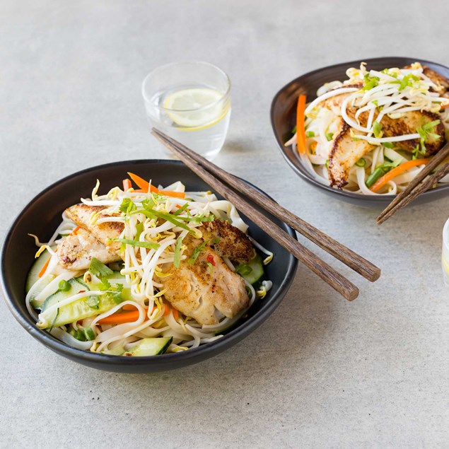 Lemongrass Fish with Rice Noodle Salad 