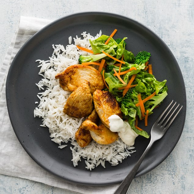 Persian Chicken with Fruity Rice and Sour Cream