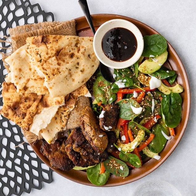 Indian Lamb Steaks with Naan & Spinach Salad My Food Bag