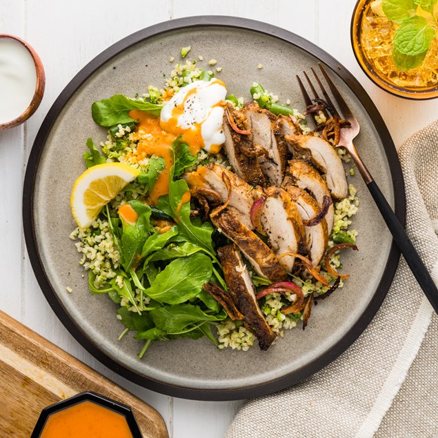 Lebanese 7 Spice Chicken with Jeweled Winter Tabbouleh