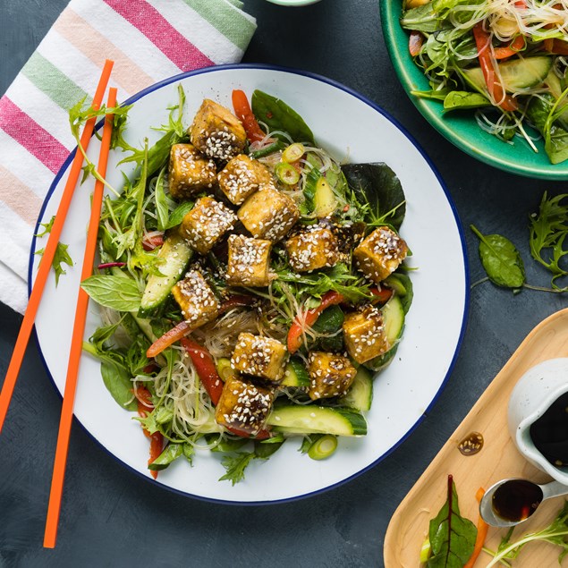 Char Siu Glazed Tofu with Vermicelli Noodle Salad