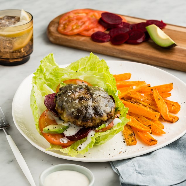 Naked Beef Cheese Burgers With Avocado Beetroot My Food Bag