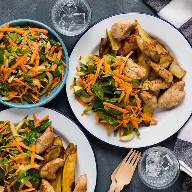 Lemony Garlic Chicken with Sesame Wedges & Crunchy Bok Choy Salad