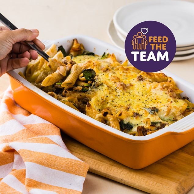 Feed the Team Cheesy Beef Pasta Bake