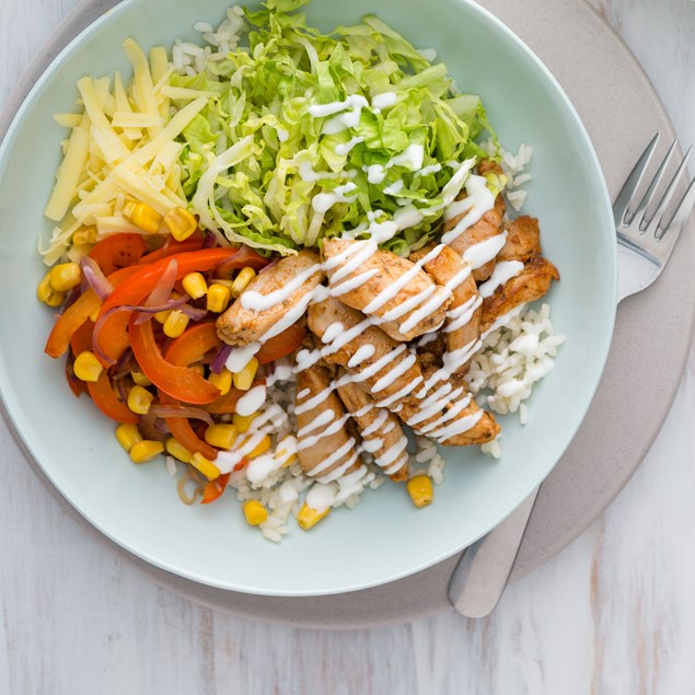 Mexican Chicken Fajita Bowls with Brown Rice