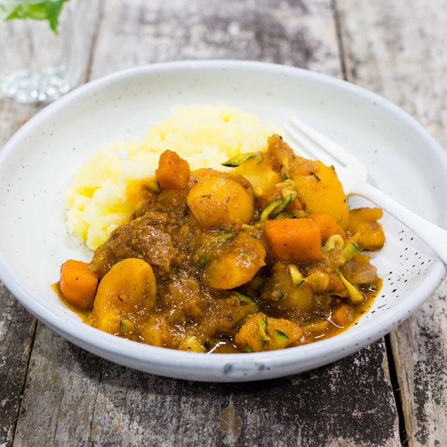 Quick Lamb and Apricot Stew with Mashed Potatoes