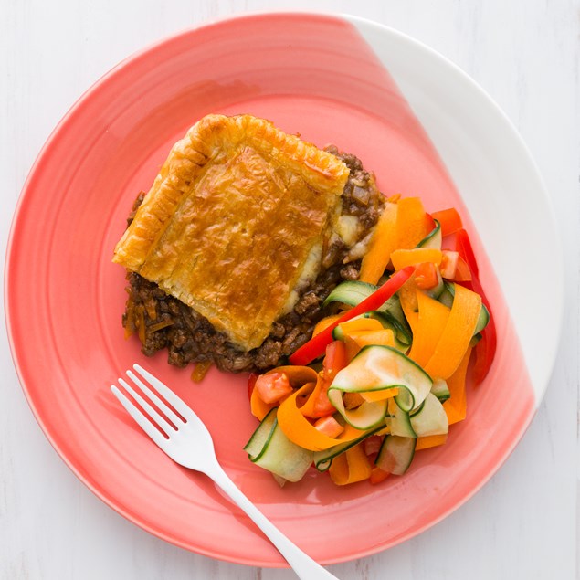 Beef and Cheese Pie with Salad