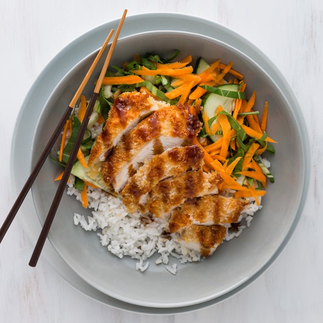 Chicken Katsu with Brown Rice and Asian Slaw