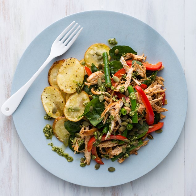 Pulled Chicken Salad with Basil Pesto