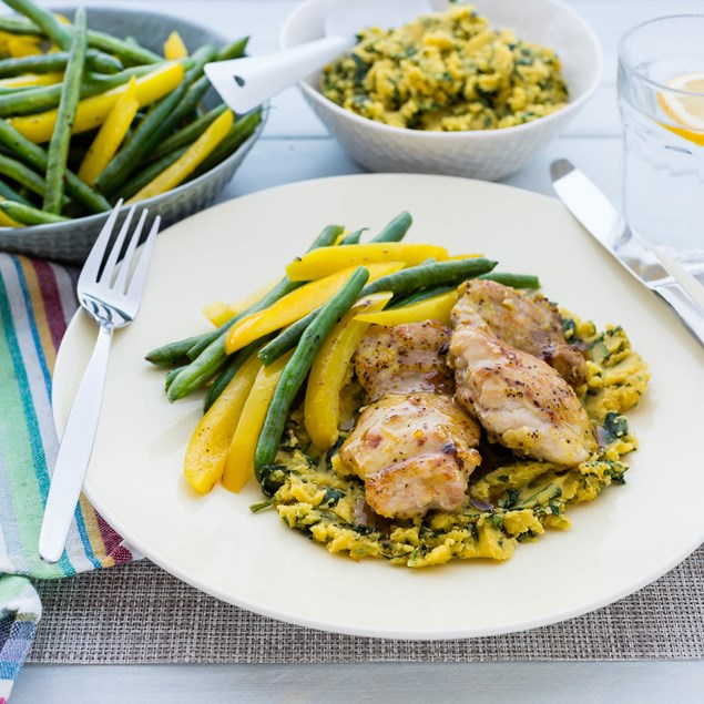 Lemon Pepper Chicken with Gold Kumara Mash