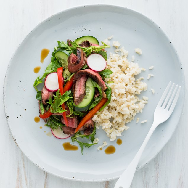 Seared Beef Salad with Ponzu and Rice