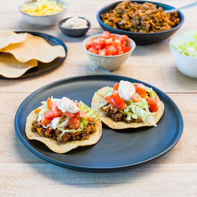 Beef Tostadas with Chipotle Sour Cream 