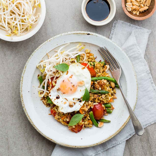 Nasi Goreng with Brown Rice and Fried Eggs