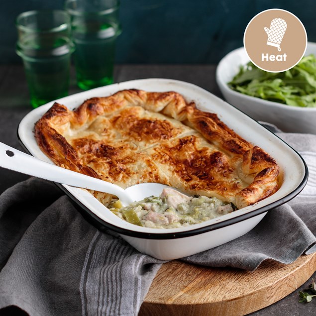 Chicken  and  Leek  Pie    with  Broccoli  and  Apple  Salad   