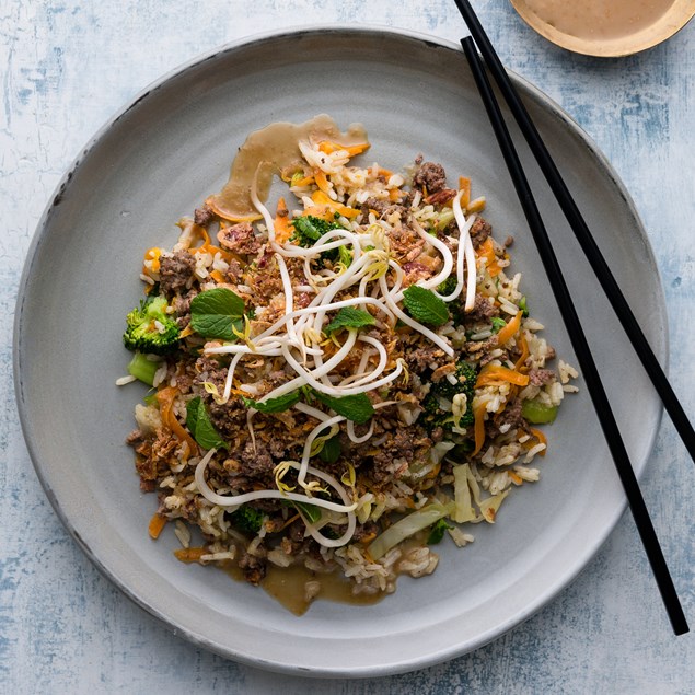 Beef Fried Rice with Crispy Shallots 