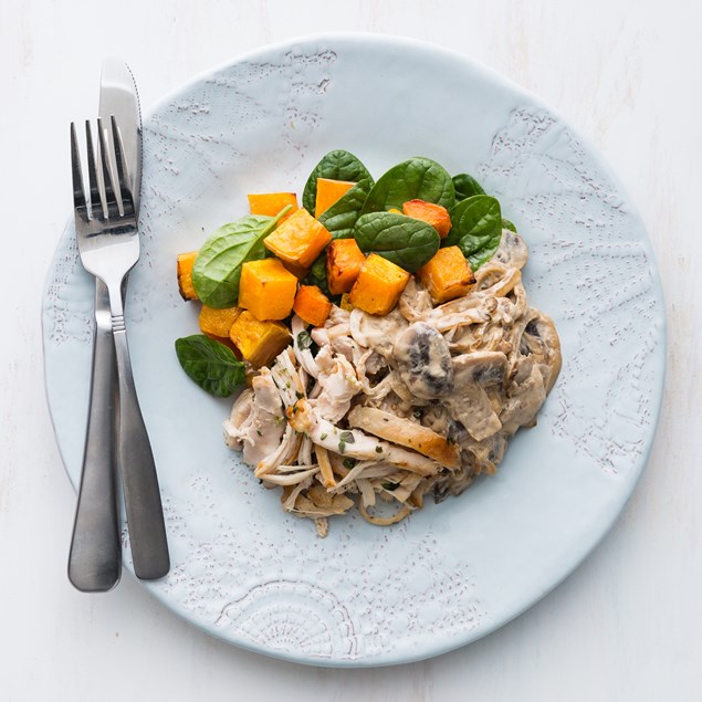 Thyme Chicken with Roast Butternut and Mushroom Sauce