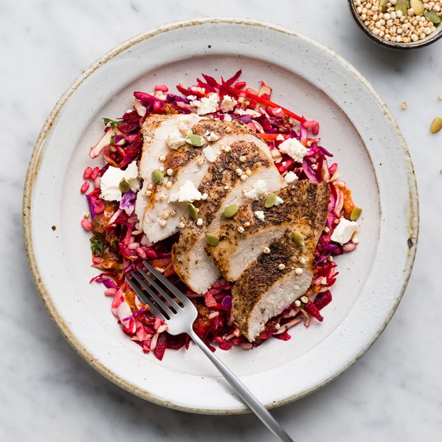 Spiced Chicken Salad with Beetroot and Wheatberries