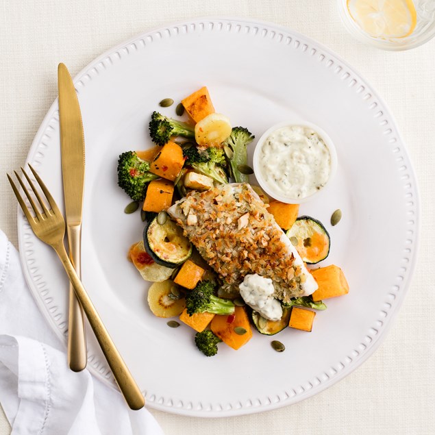 Almond-Crusted Fish with Pumpkin Salad