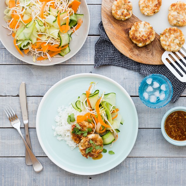 Asian-Style Fish Cakes with Coconut Rice