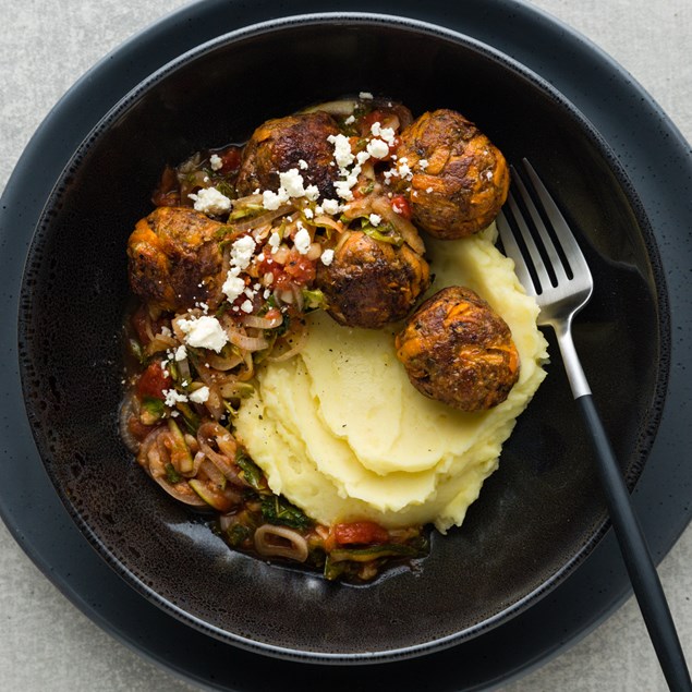 Beef Meatballs with Garlicy Mash
