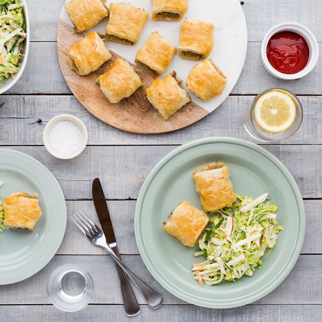 Pork, Apple and Cranberry Sausage Rolls with Apple Cucumber Slaw