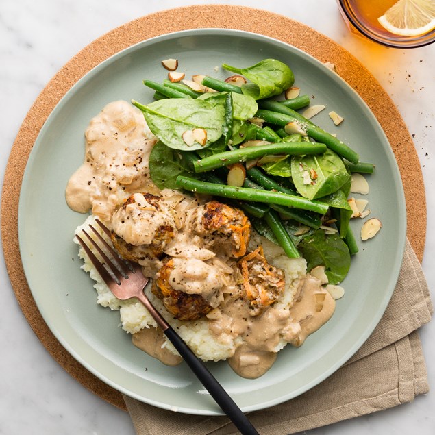 Swedish Chicken Meatballs with Cauli Parsnip Mash