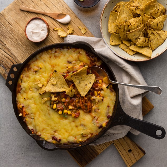 Chilli Bean Nachos with Chipotle Sour Cream