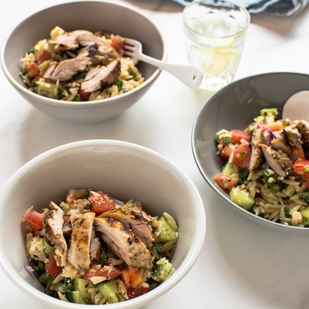Greek Chicken and Orzo Pasta Salad