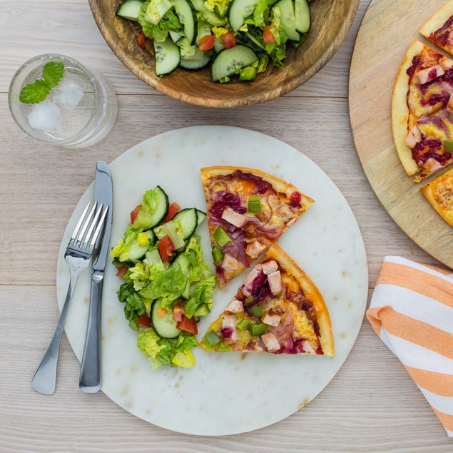 Chicken and Cranberry Pizzas with Salad