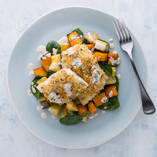 Orange Crusted Fish with Orange Basil Dressing - My Food Bag