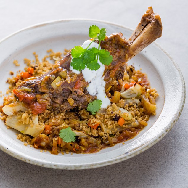 Moroccan Lamb Shank with Fig and Apricot Couscous