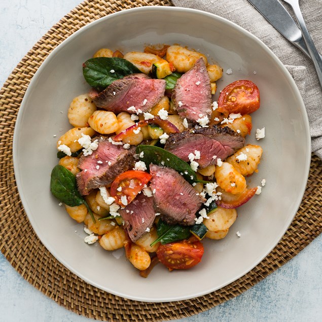 Rosemary Lamb with Gnocchi and Red Pepper Pesto