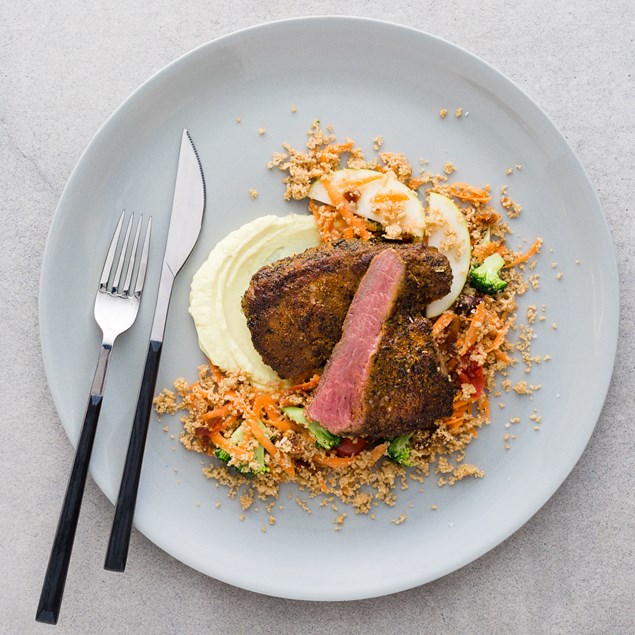 Indian-Spiced Lamb with Couscous and Mango Coconut Yoghurt