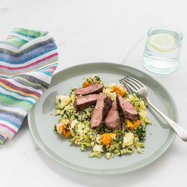 Sumac Lamb with Roast Pumpkin and Spinach Couscous