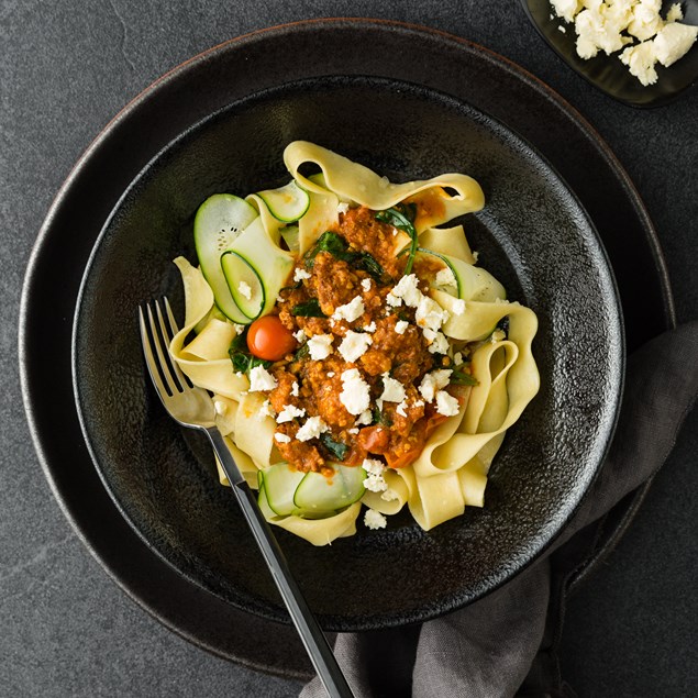 Summer Chorizo Bolognese with Pappardelle