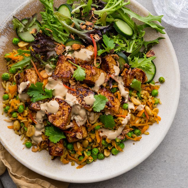 Tamarind Glazed Tofu with Ginger Rice & Coconut Peanut Sauce - My Food Bag