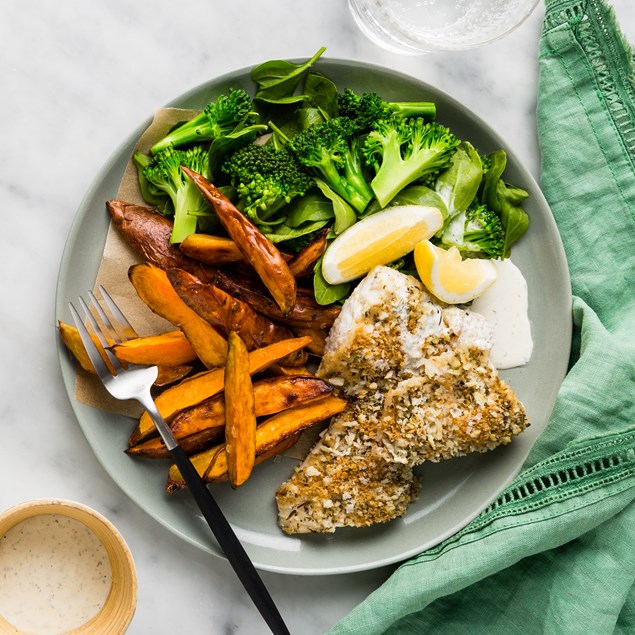 Herby Crumbed Fish with Yoghurt Tartare