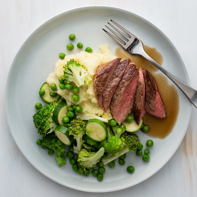 Beef Steaks with Parsnip and Apple Mash and Gravy