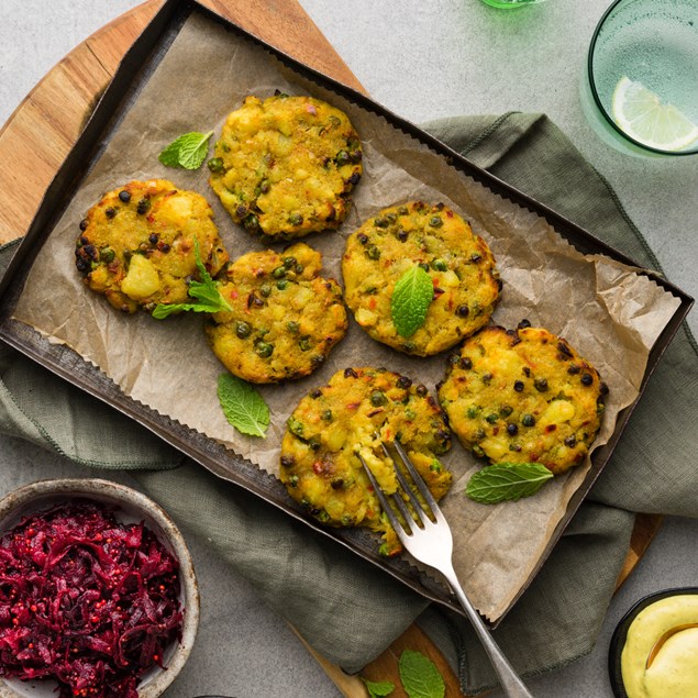 Masala Potato Cakes with Lime Beetroot