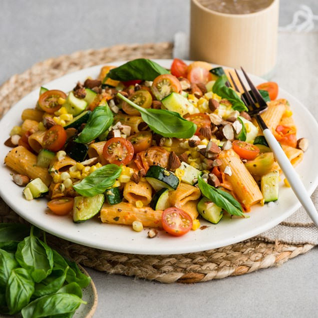 Red Pepper Pesto & Cherry Tomato Penne with Roasted Almonds