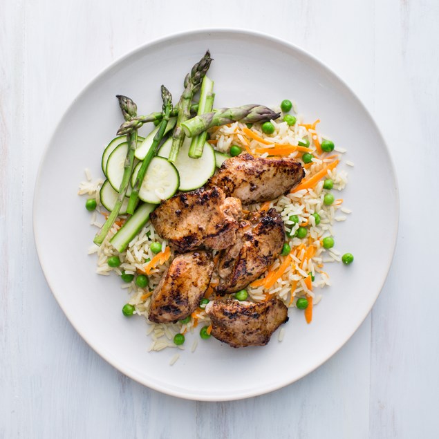 Jamaican Jerk Chicken with Coconut Rice and Greens