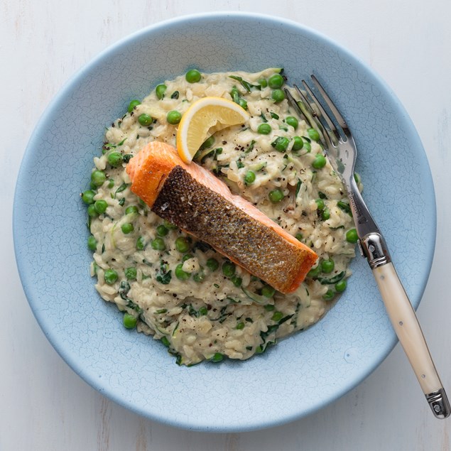 Salmon Risotto with Green Pea and Lemon